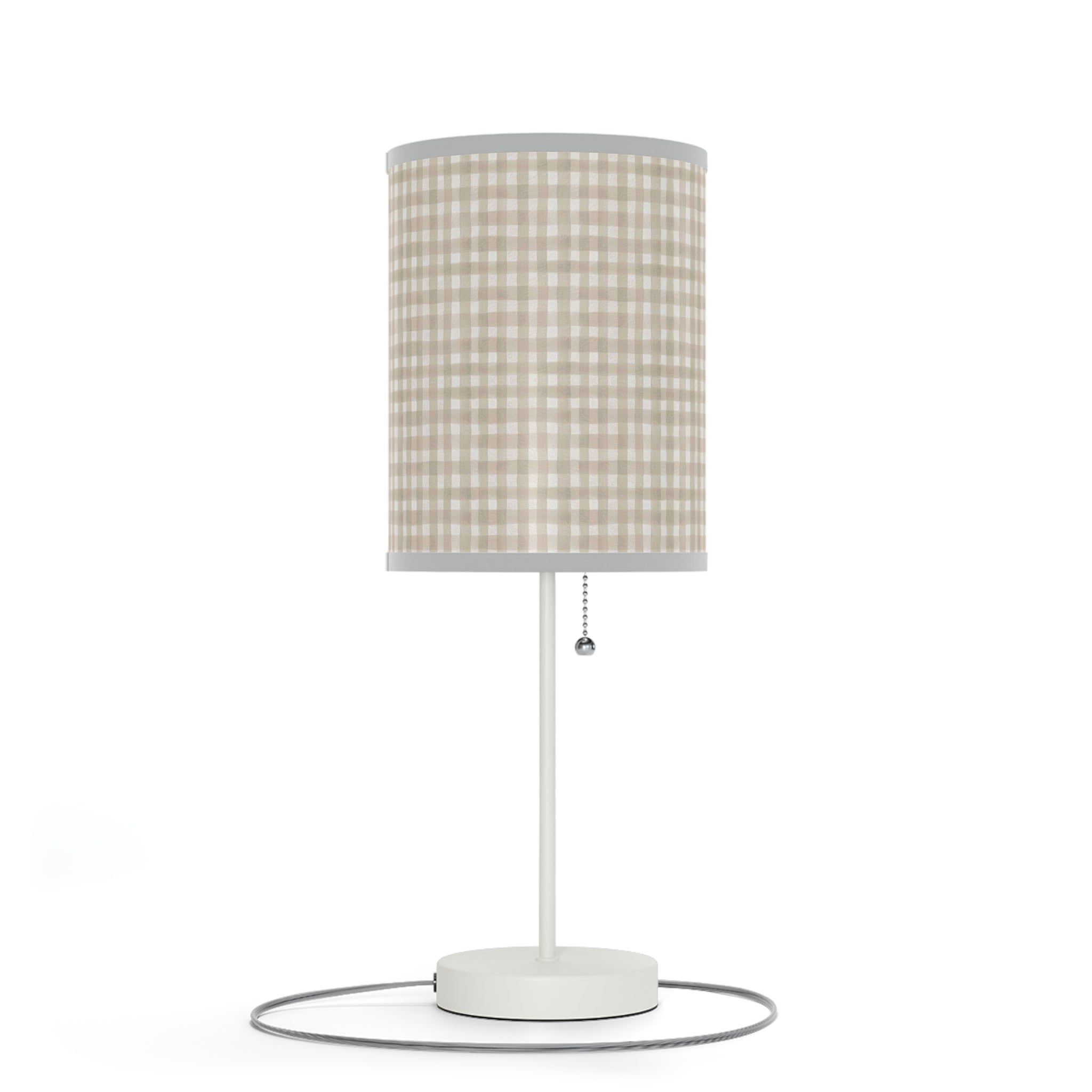 Beige Gingham Table Lamp