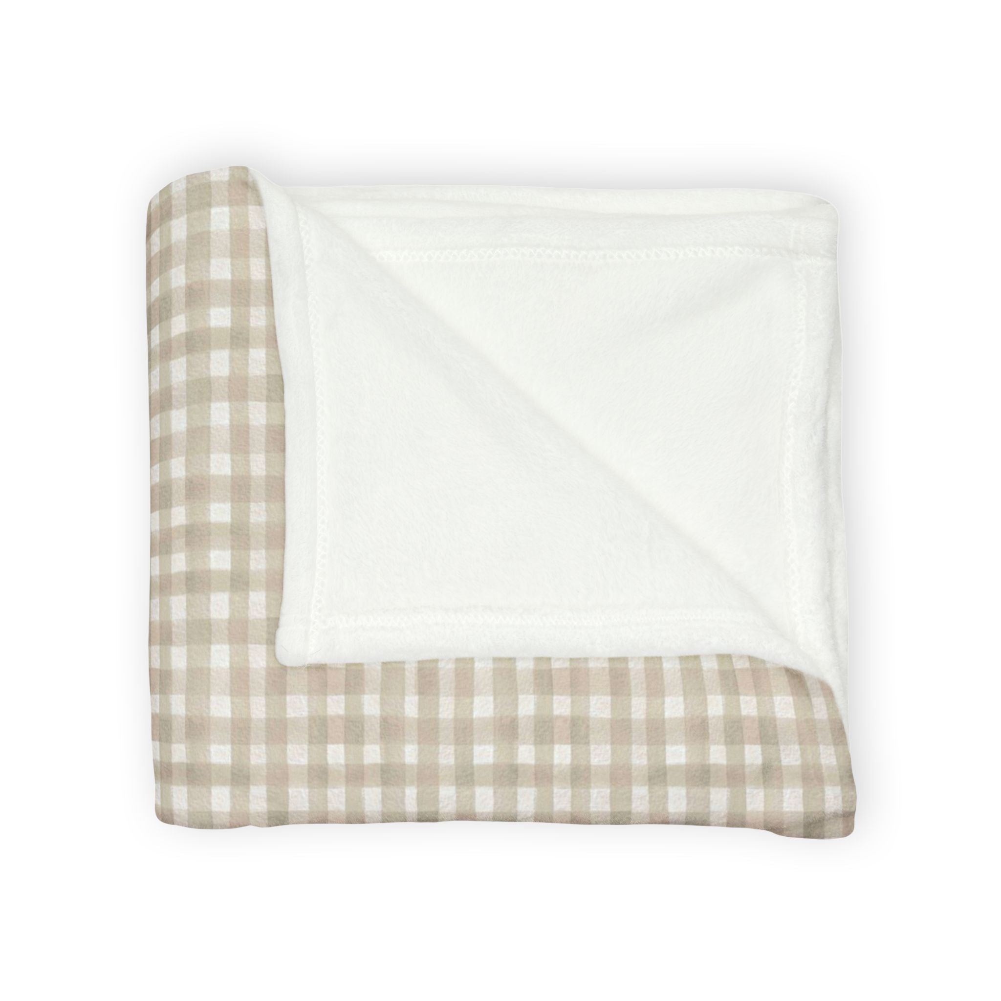 Beige Gingham Plaid Blanket