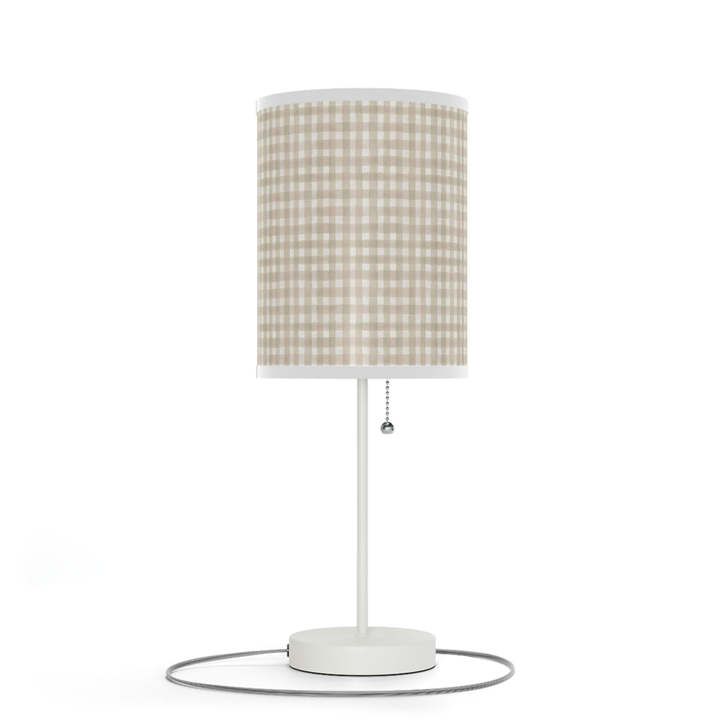 Beige Gingham Table Lamp