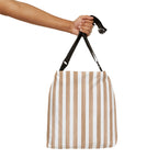 Striped Beige Adjustable Tote Bag