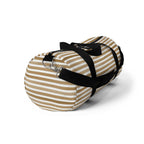 Beige Striped Travel Duffel Bag