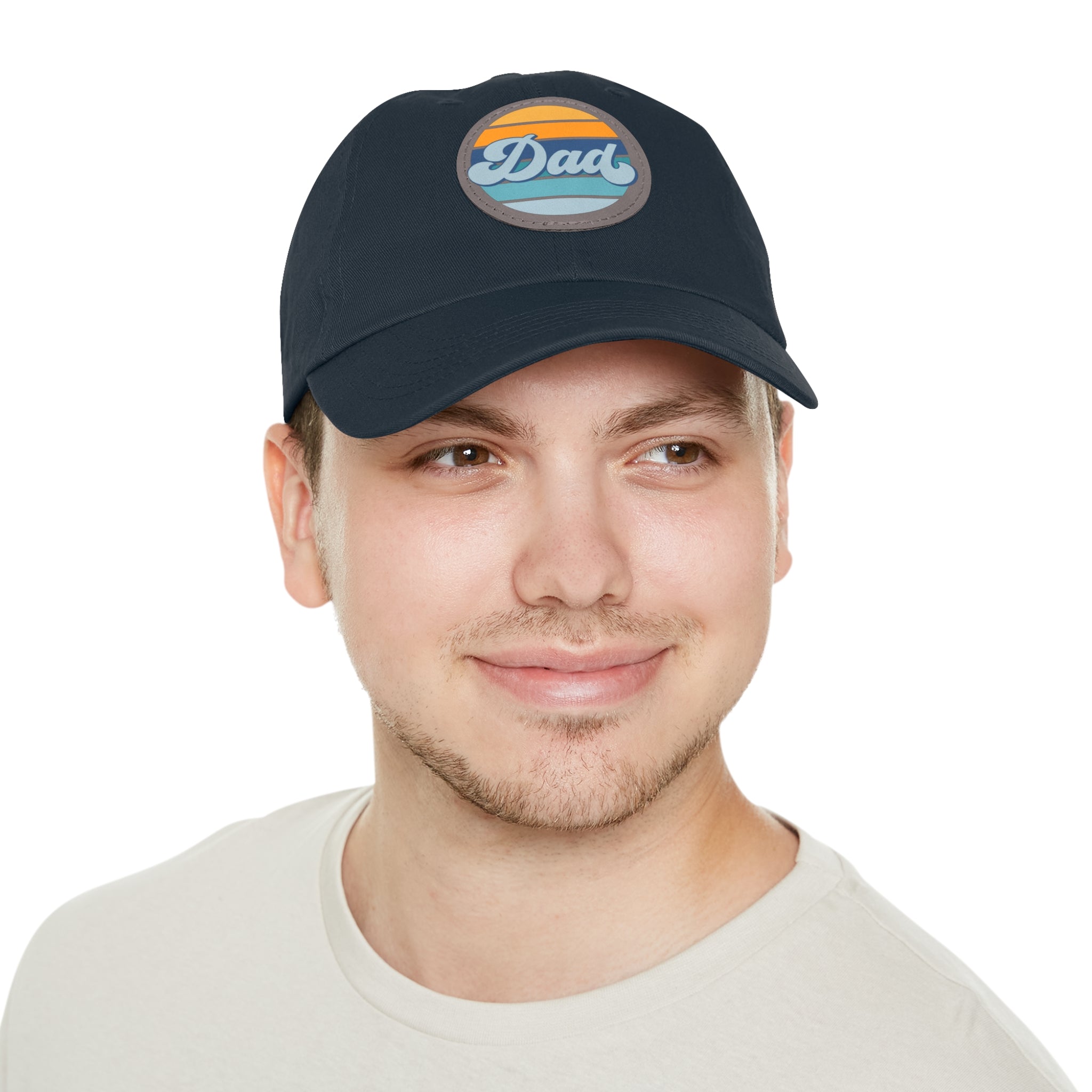 Retro Striped 'Dad' Leather Patch Hat