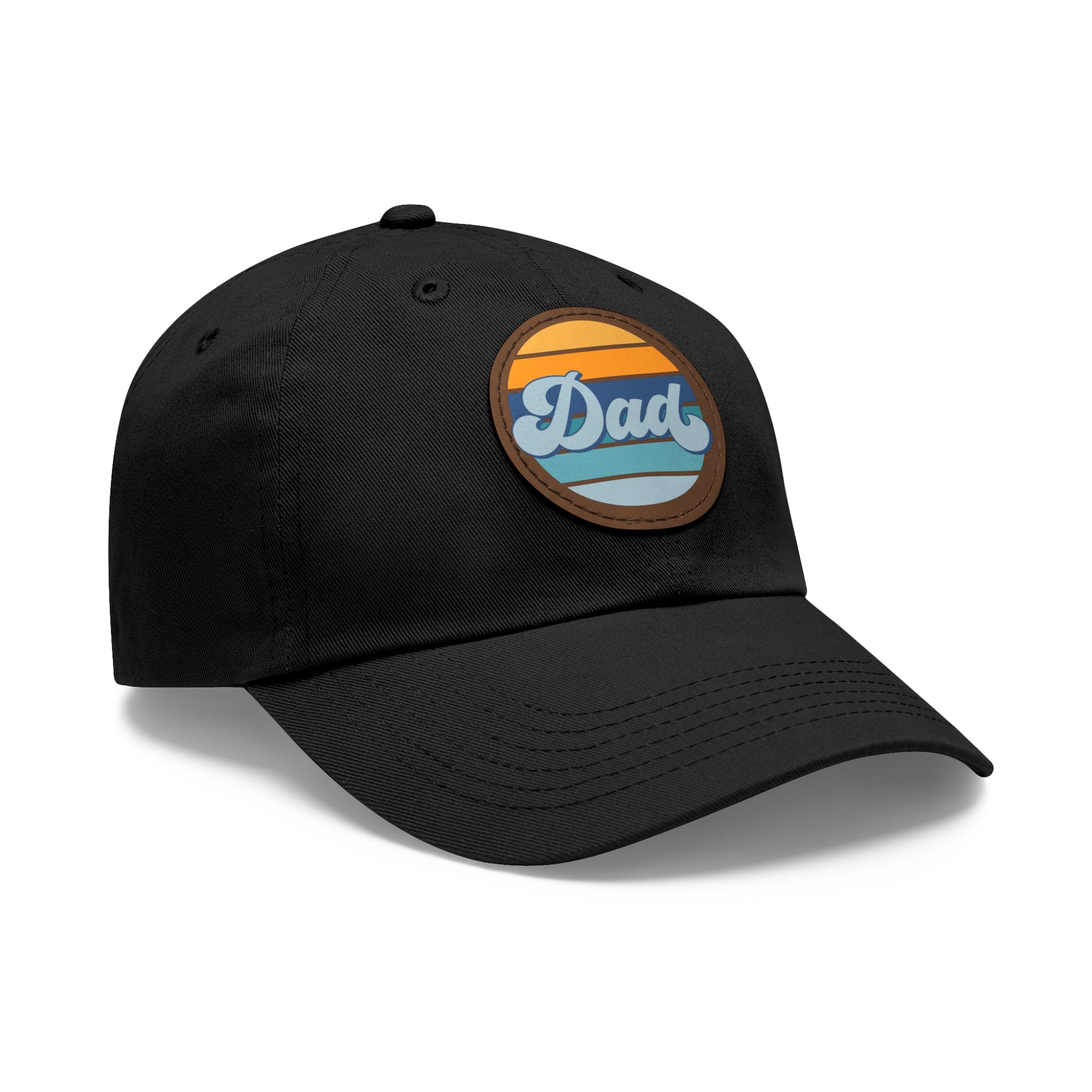 Retro Striped 'Dad' Leather Patch Hat