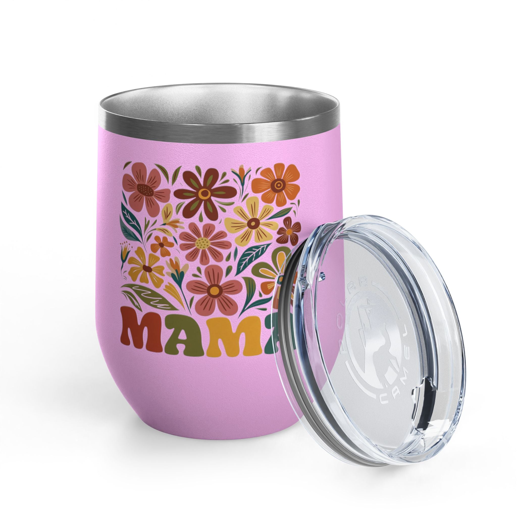 Retro Floral 'Mama' Wine Tumbler (12oz)