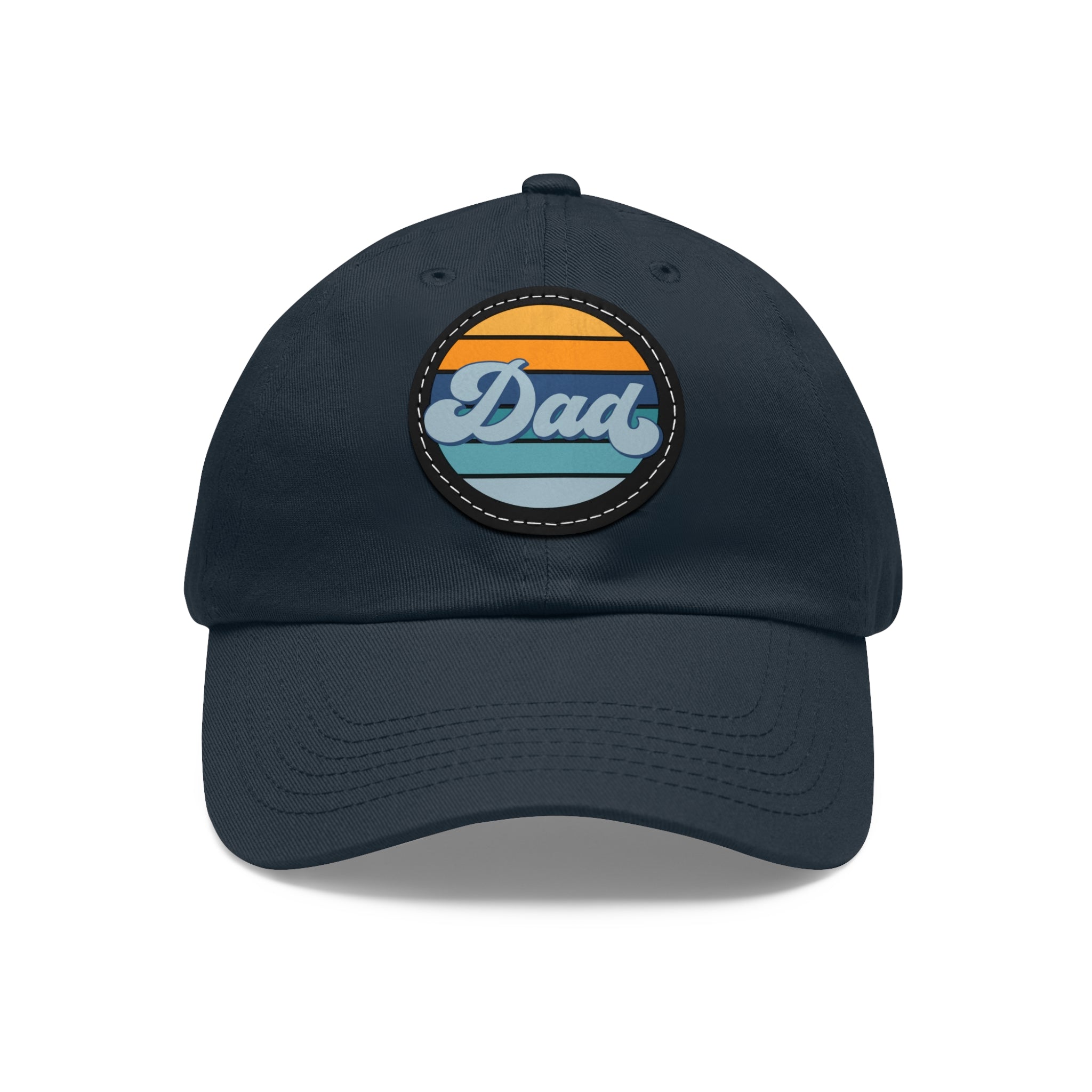 Retro Striped 'Dad' Leather Patch Hat