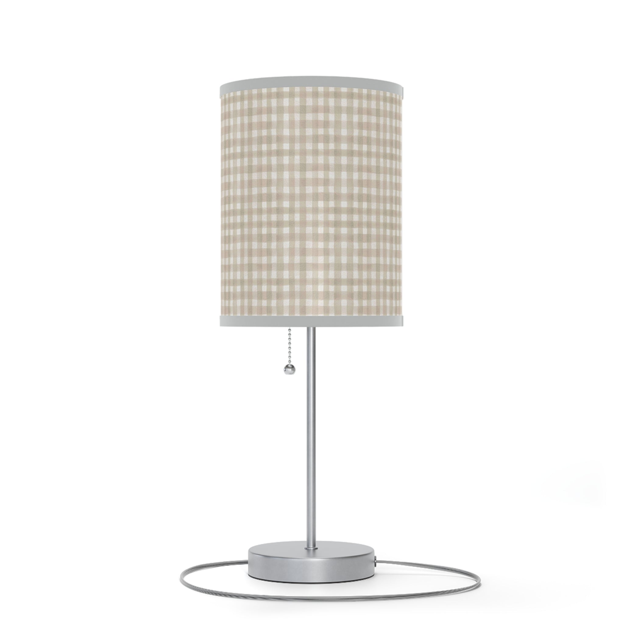 Beige Gingham Table Lamp