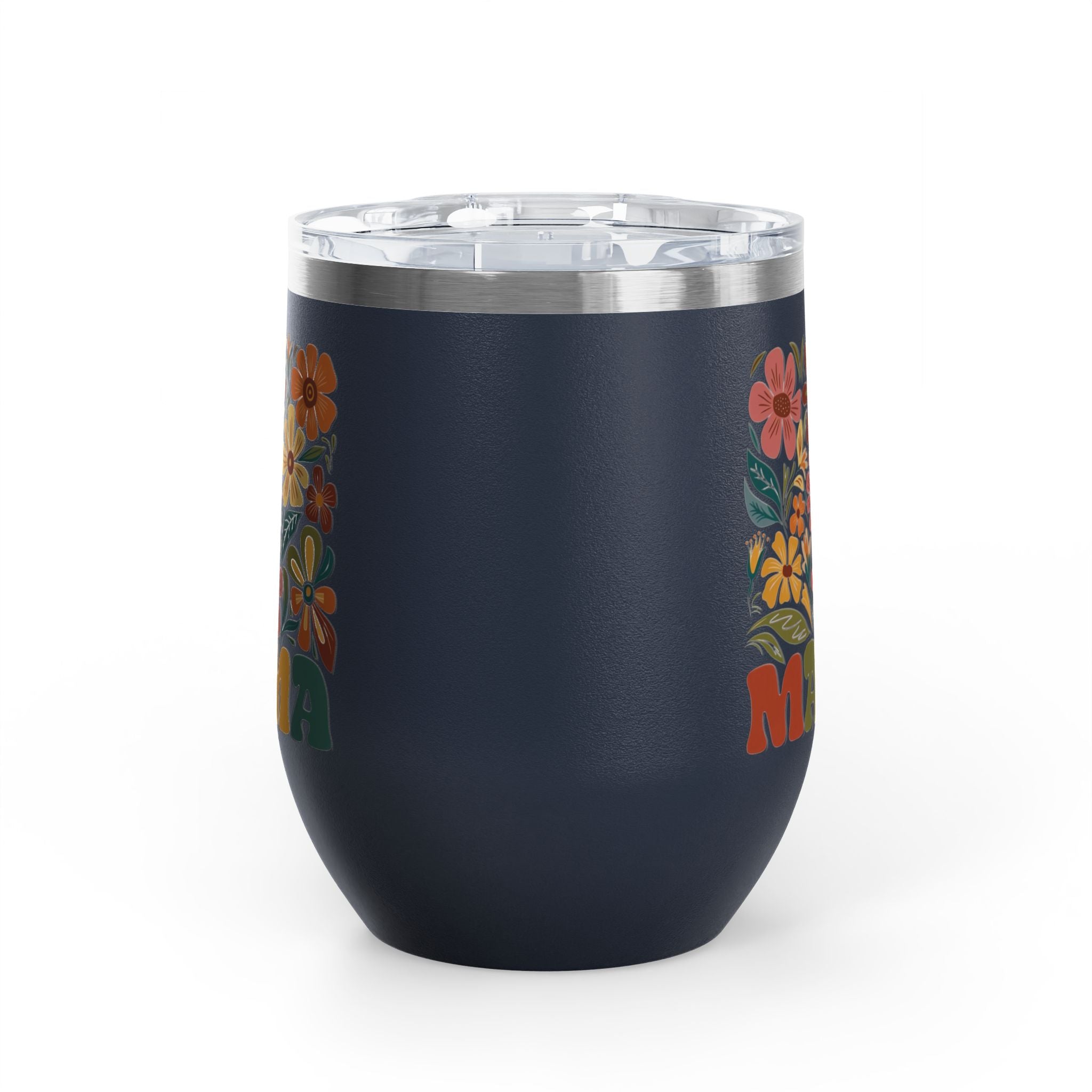 Retro Floral 'Mama' Wine Tumbler (12oz)