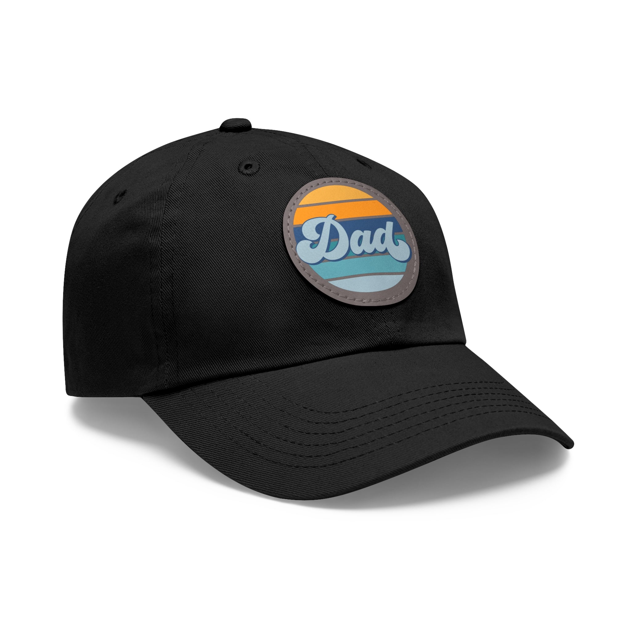 Retro Striped 'Dad' Leather Patch Hat