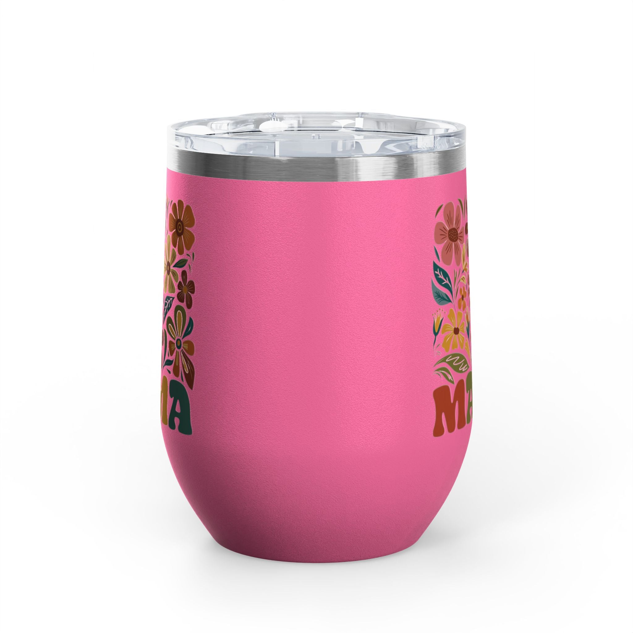 Retro Floral 'Mama' Wine Tumbler (12oz)