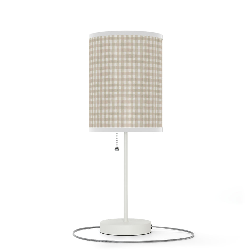 Beige Gingham Table Lamp
