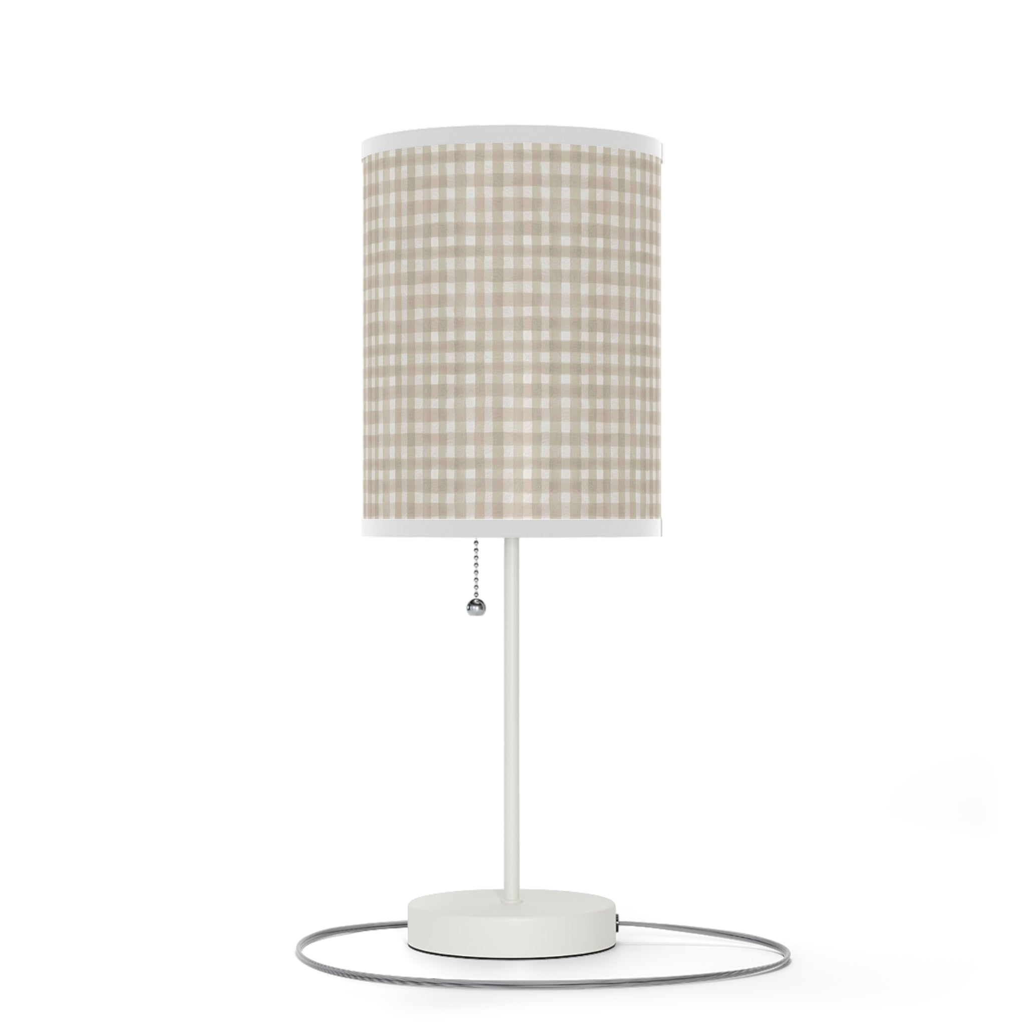 Beige Gingham Table Lamp