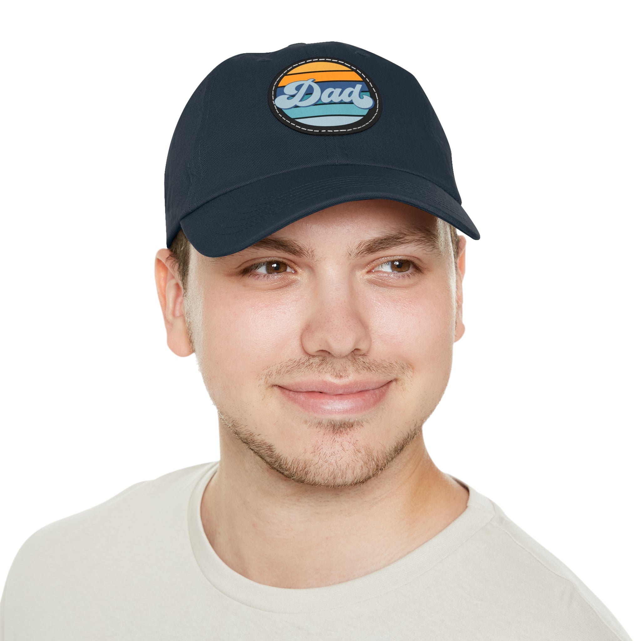 Retro Striped 'Dad' Leather Patch Hat
