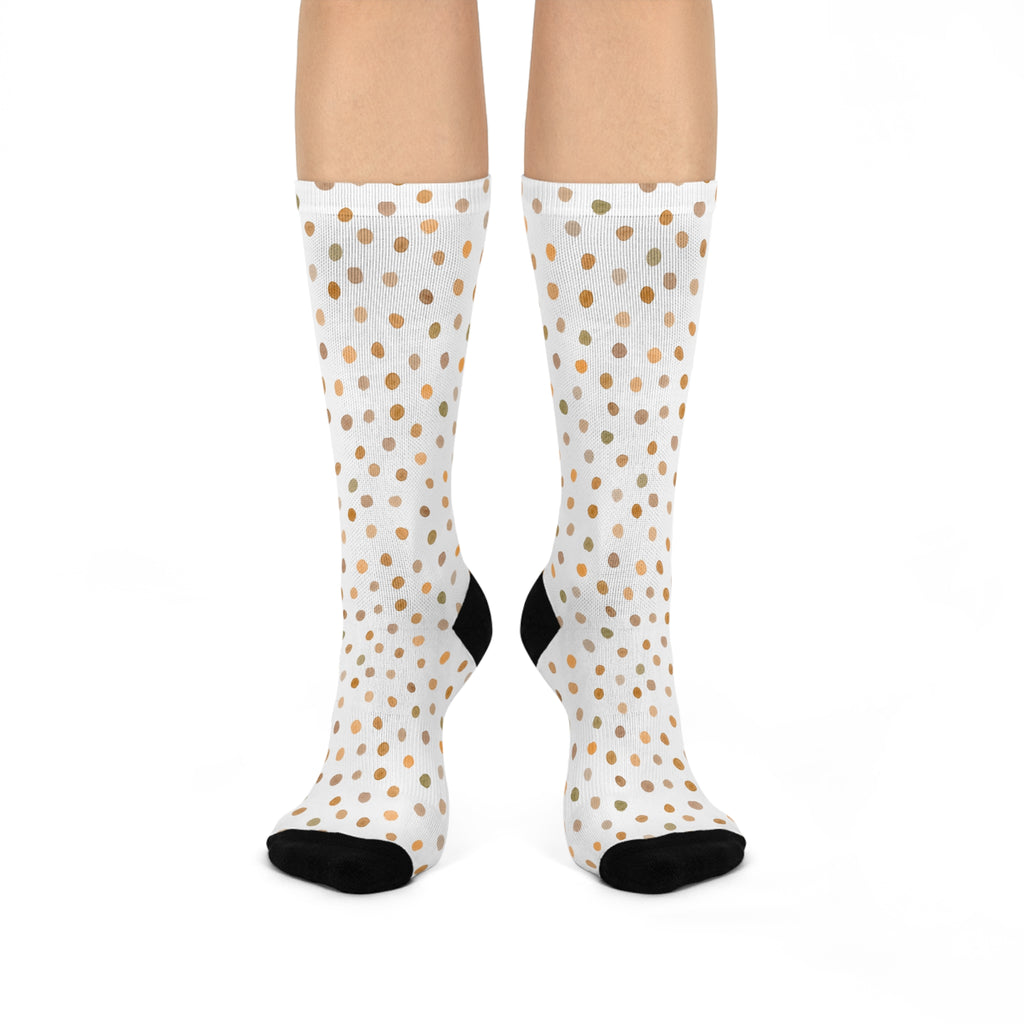 Earthy Polka Dot Cushioned Crew Socks