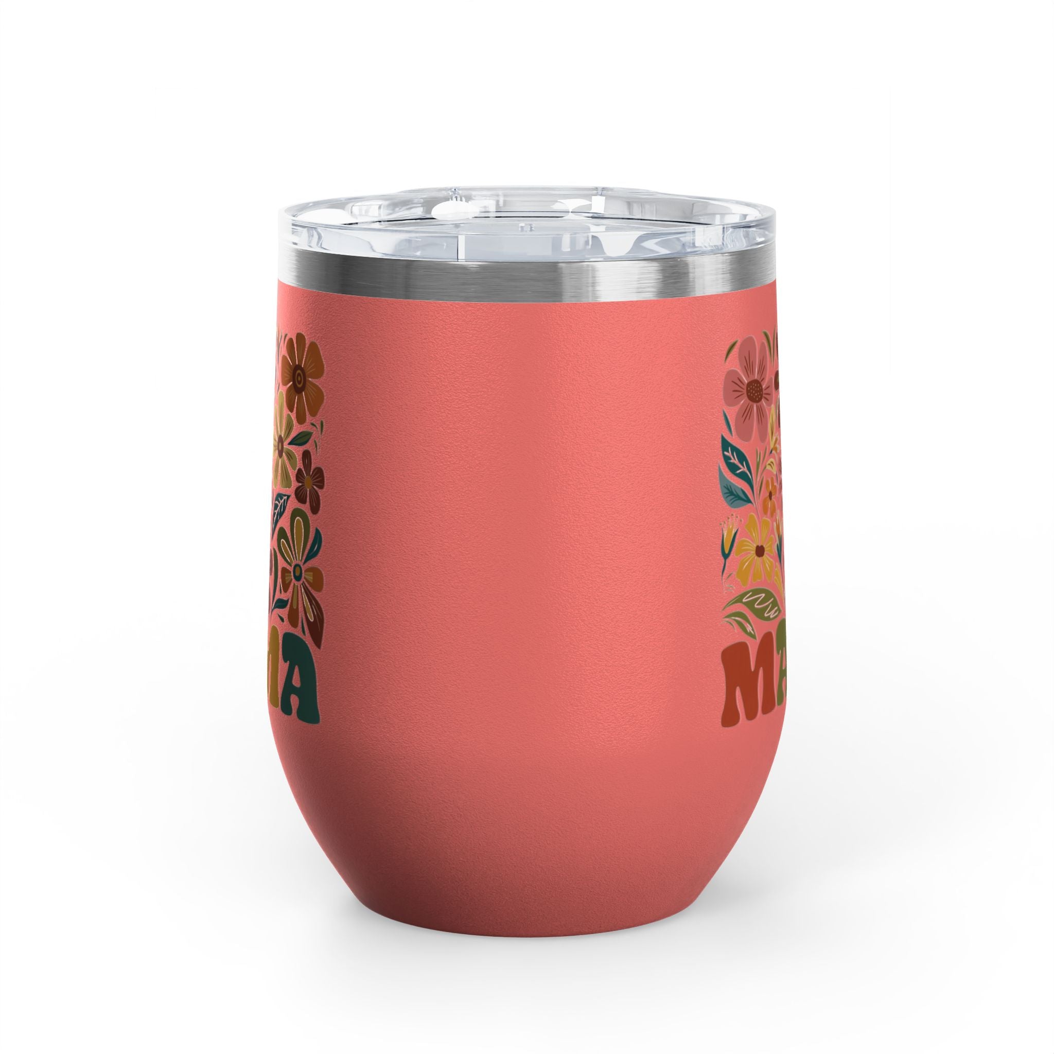 Retro Floral 'Mama' Wine Tumbler (12oz)