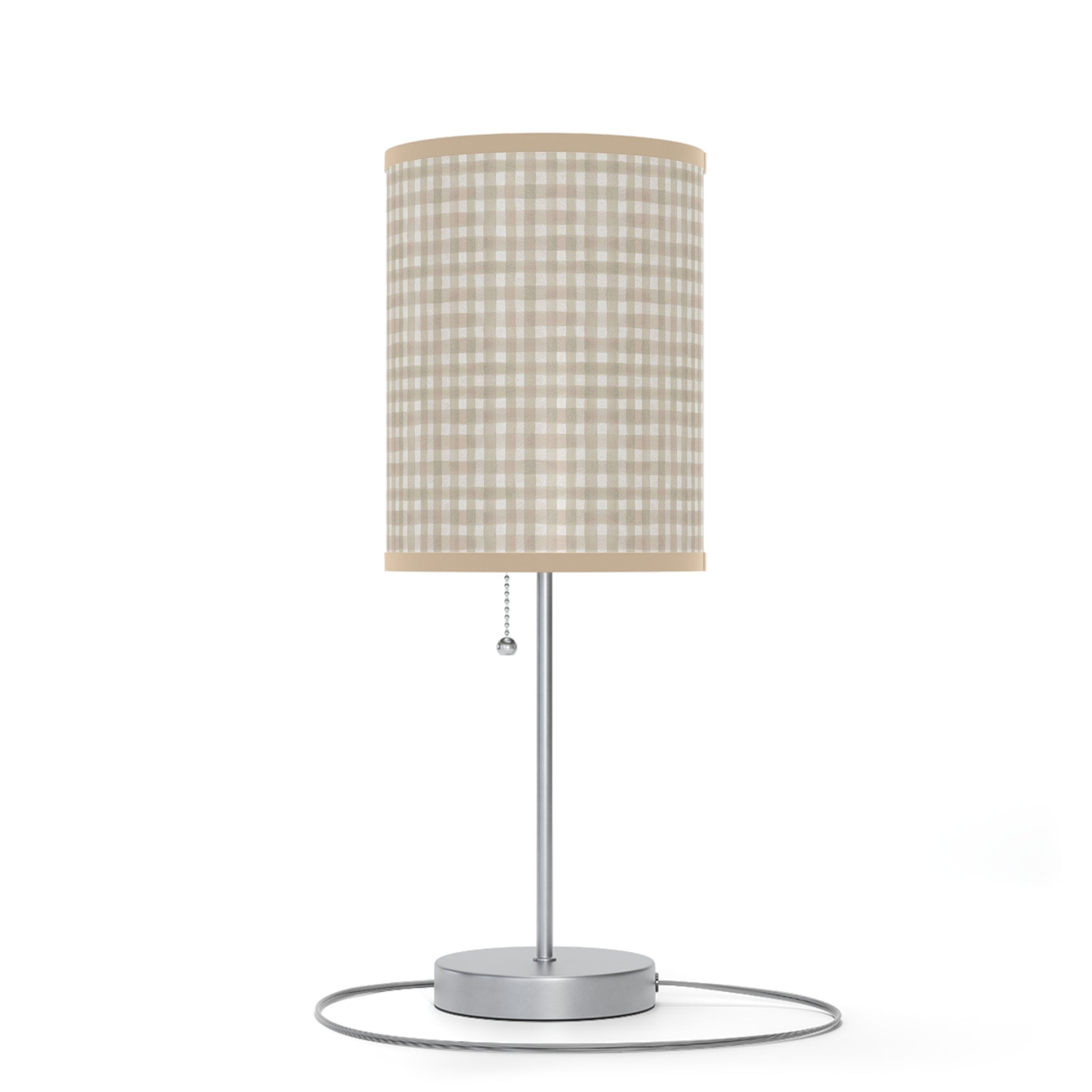 Beige Gingham Table Lamp