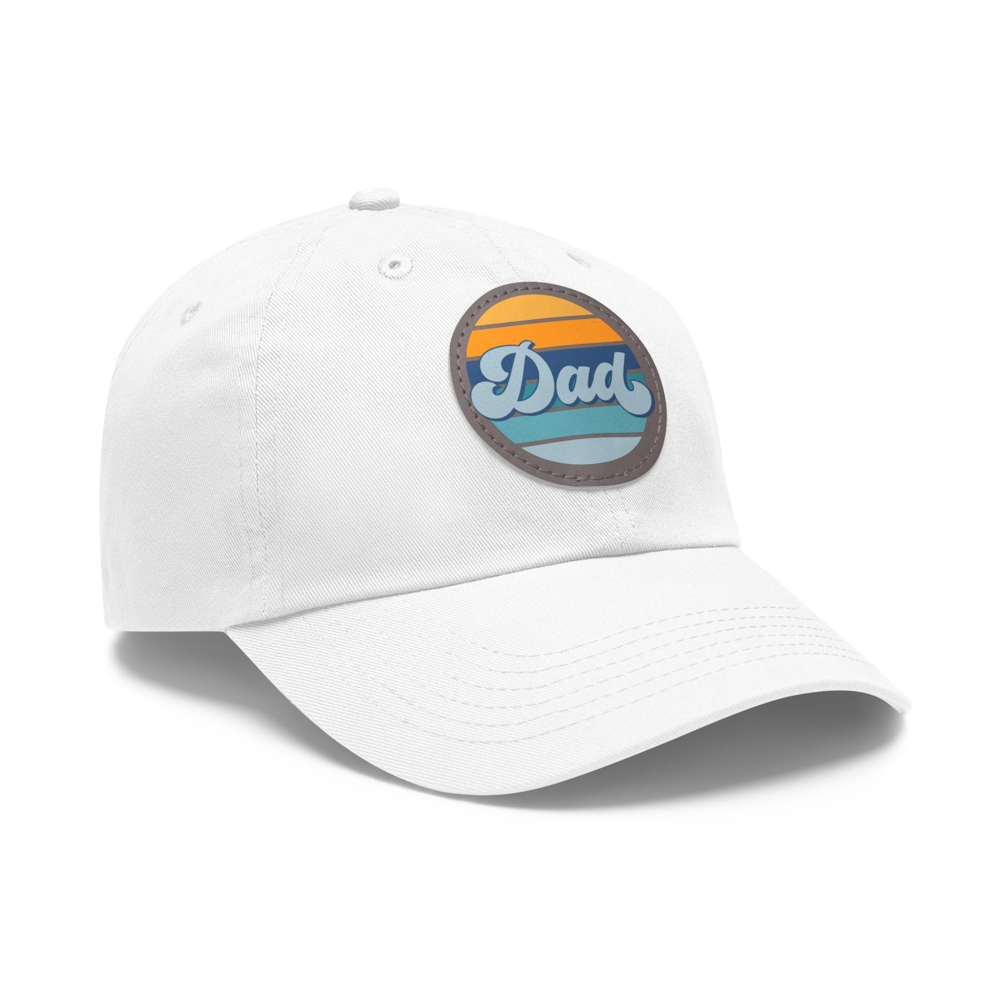 Retro Striped 'Dad' Leather Patch Hat