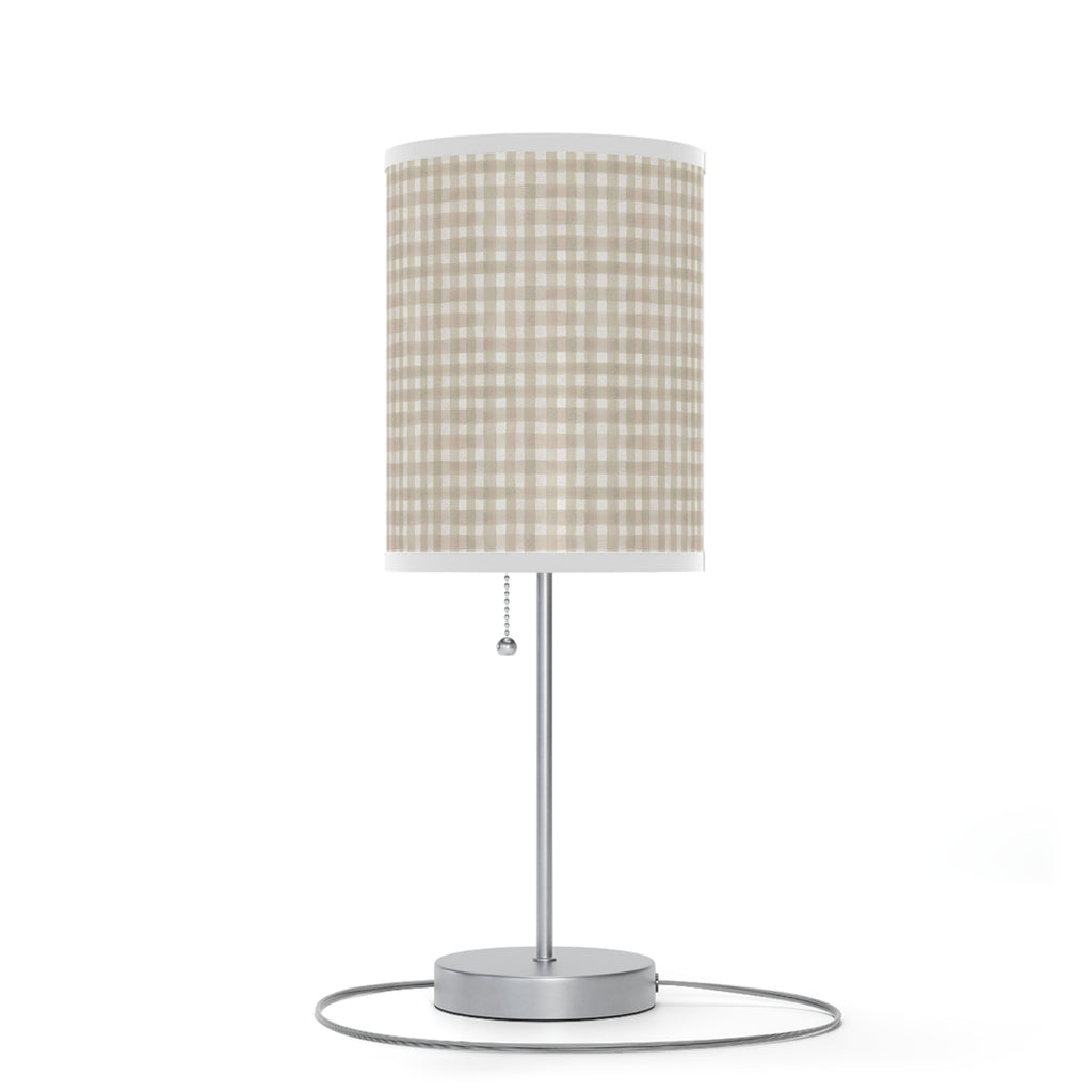 Beige Gingham Table Lamp