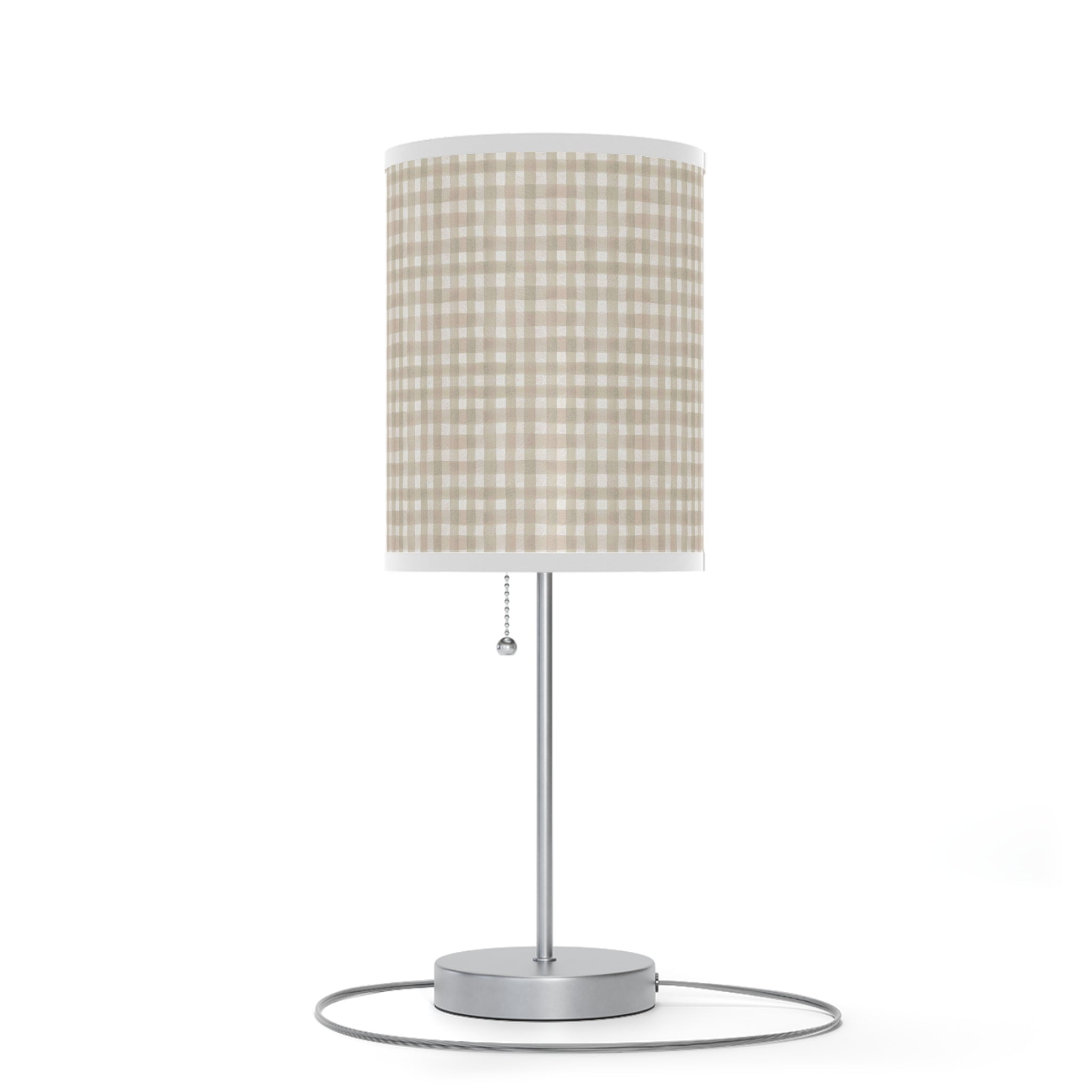 Beige Gingham Table Lamp