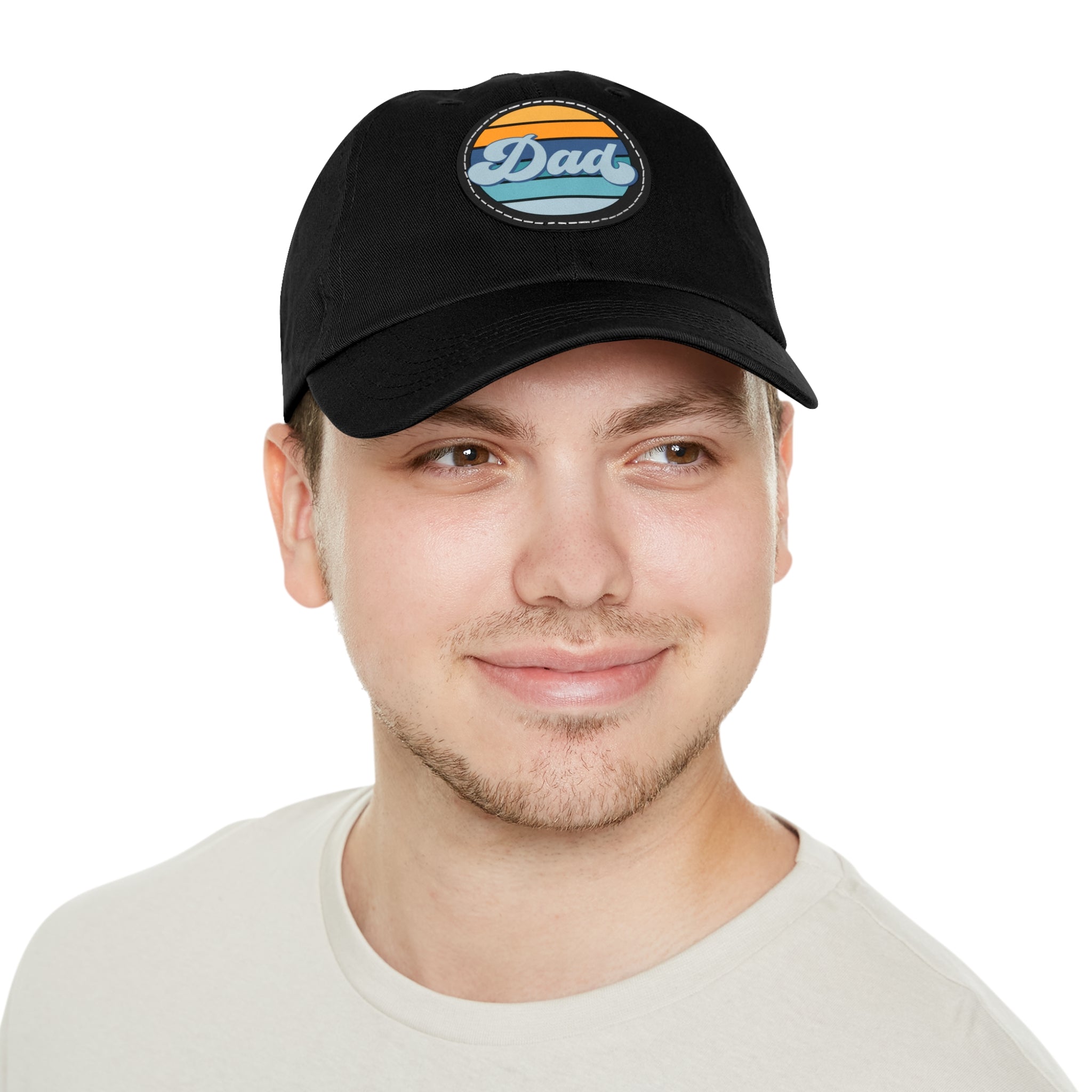 Retro Striped 'Dad' Leather Patch Hat